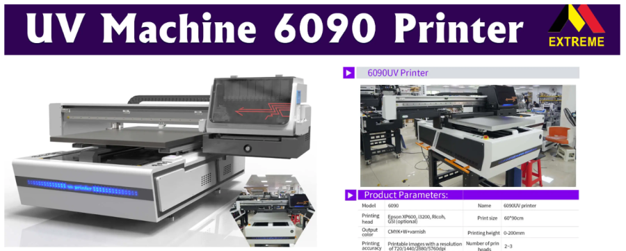 UV 6090 Printer - 3*Epson I3200U1 head,rotary device.600mm*900mm,color/white /Varnish