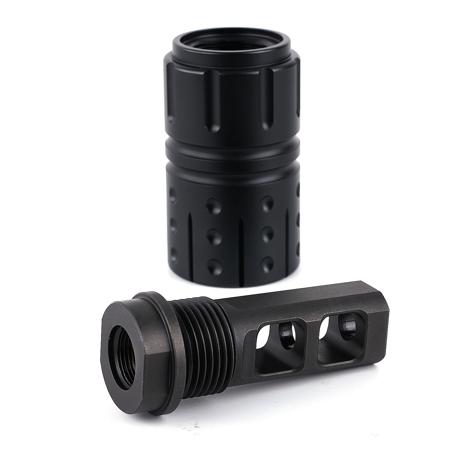 9mm 1/228RH Steel Muzzle Brake + 13/1616 threaded Sound Forwarder