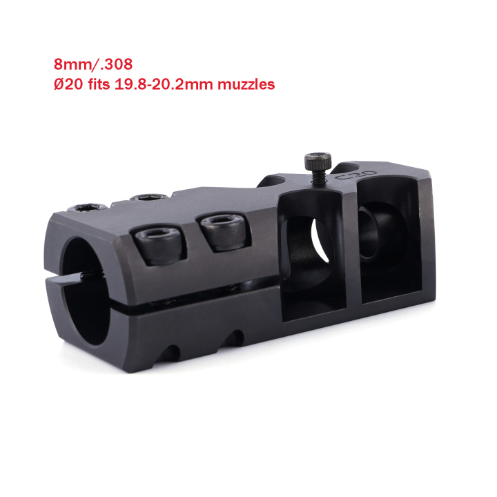 Reduce Recoil 8mm/.308 Steel Clampon Muzzle Brake .308 Compensator Fits 19.820.2mm Muzzle