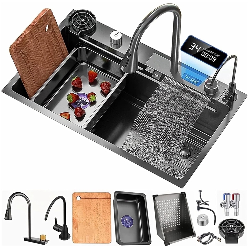 thumbnail image 2 of Piano Waterfall Sink: 30x18x9 Inch,Multifunctional Waterfall 2 of 12