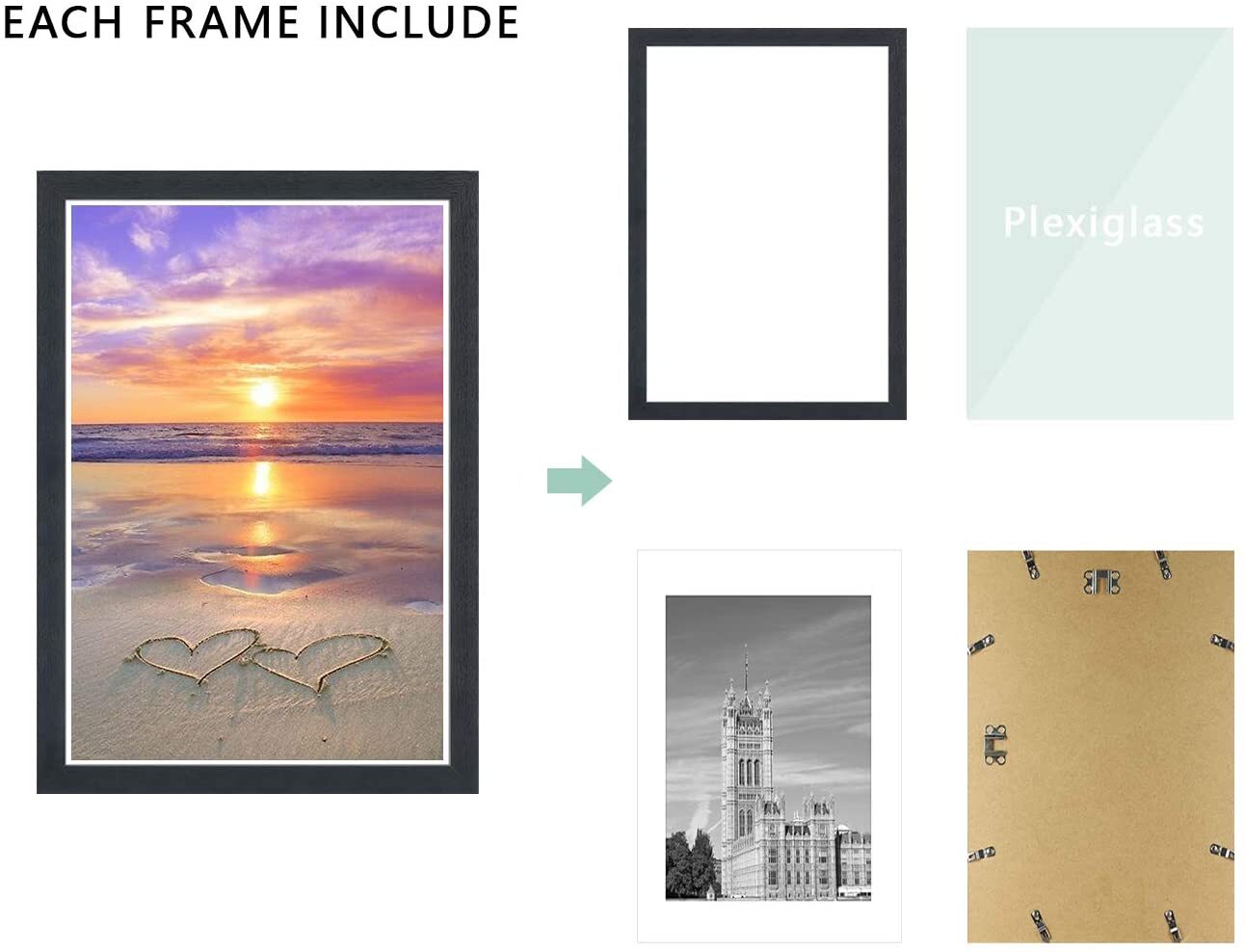 Best DBWIN 13x19 Picture Frame Black Wood Pattern Poster Frame