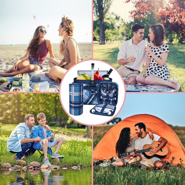 Best Hap Tim Picnic Basket Set for 2 Person with Roomy Insulated