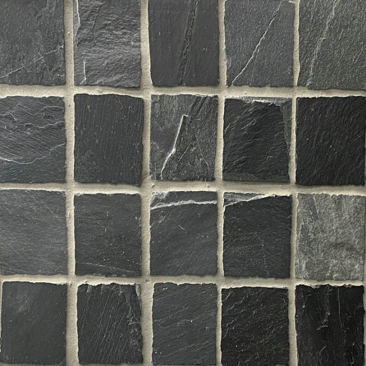 Blackbrook Slate Cobblestone Pavers on Mesh Backing