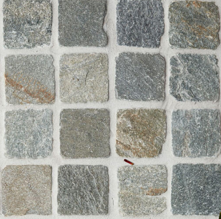 Langdon Quartz Cobblestone Pavers on Mesh Backing
