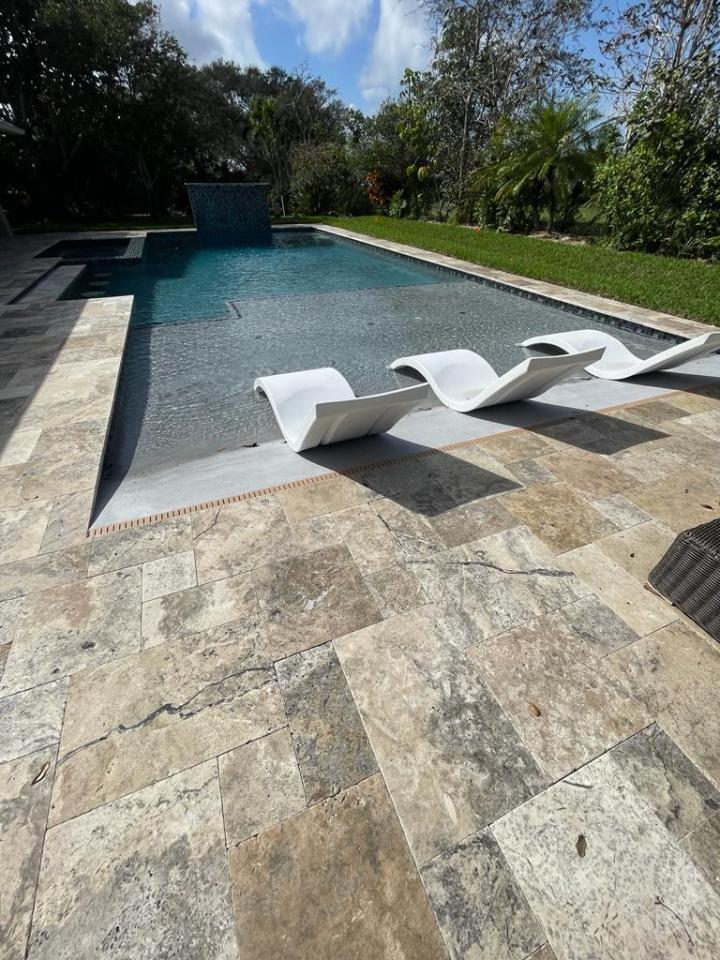 Silver Travertine Tumbled Tiles, Pavers & Pool Copings
