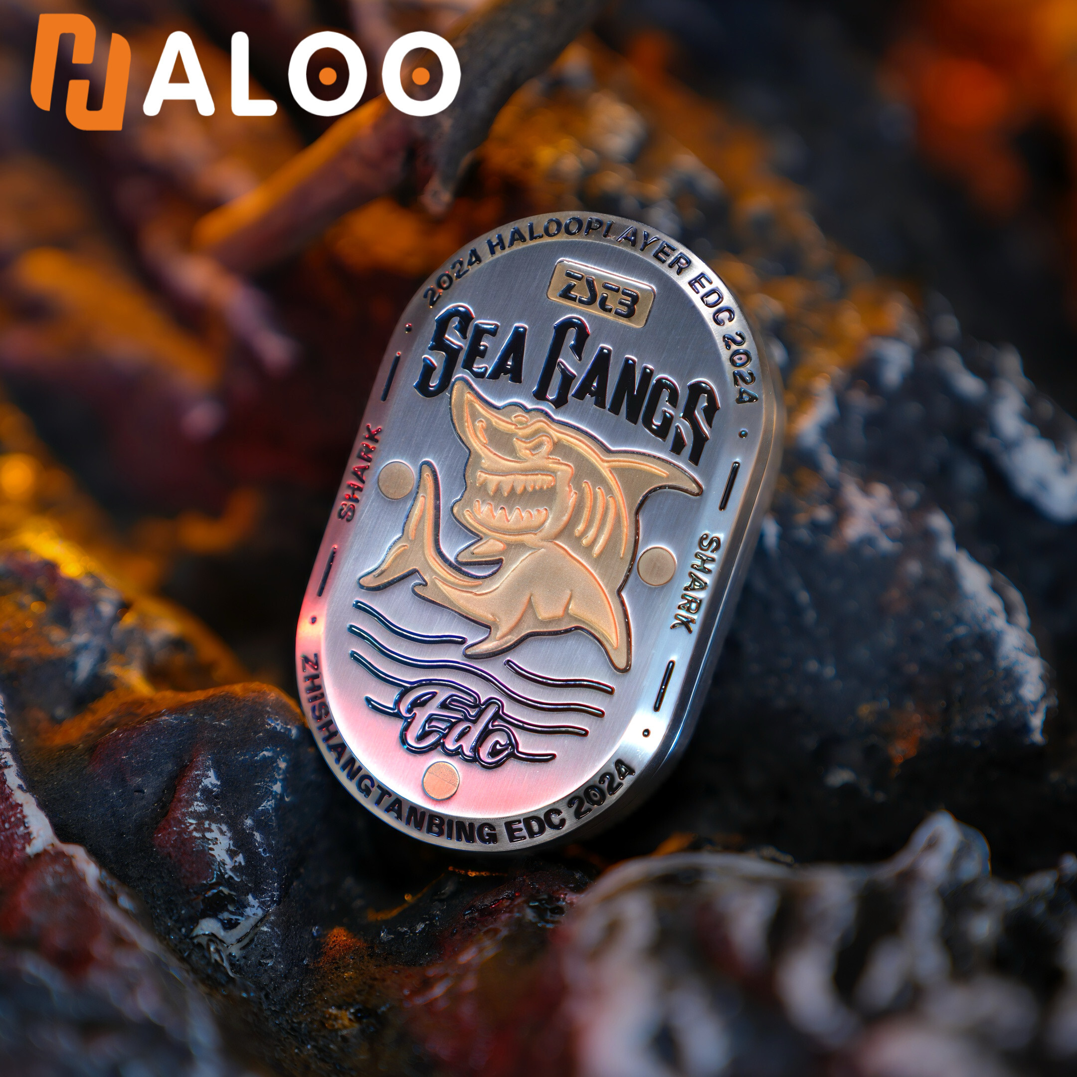 Sea Shark Haloo & Finger Spin EDC Premium Toy | Dual-Layer Push