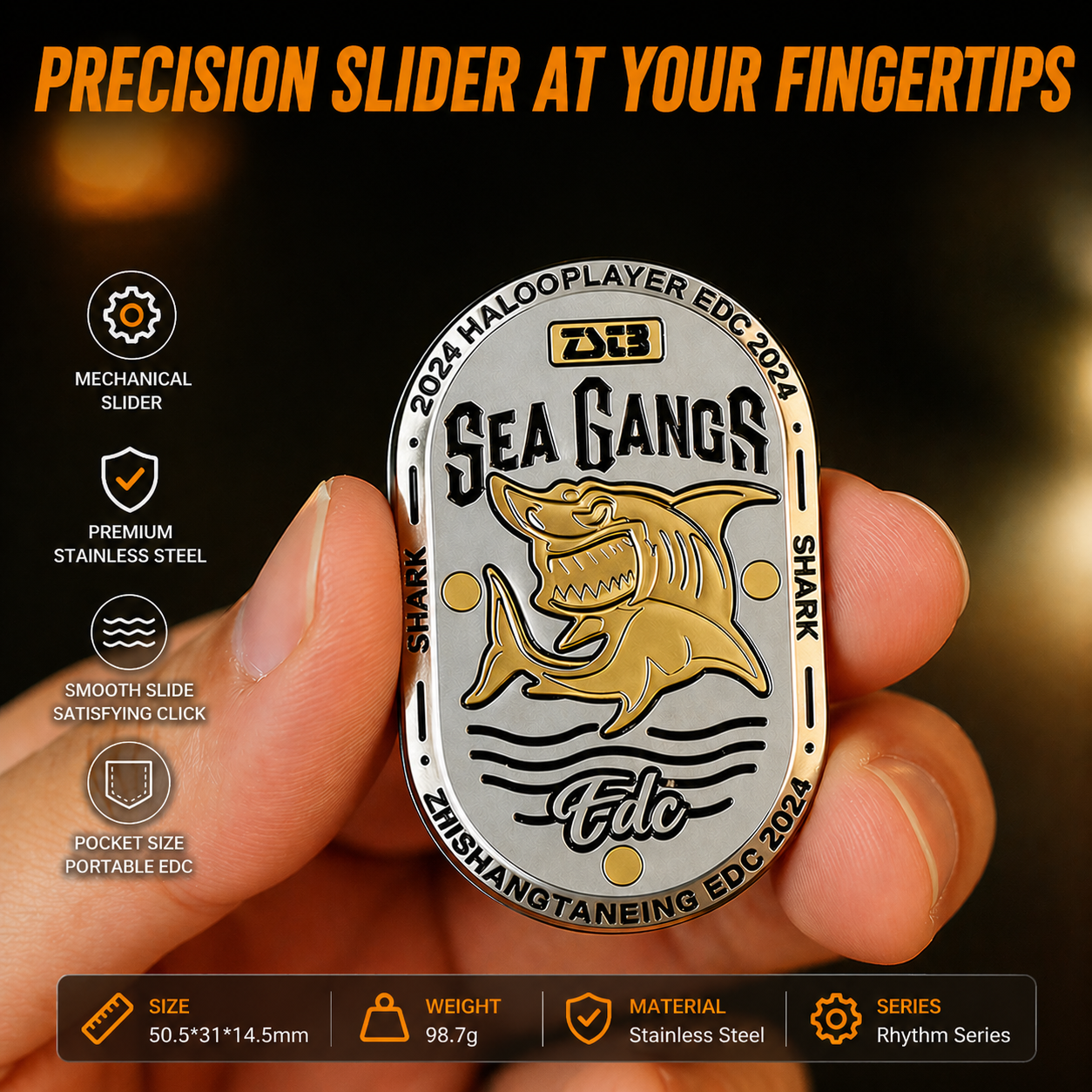 Sea Shark Haloo & Finger Spin EDC Premium Toy | Dual-Layer Push