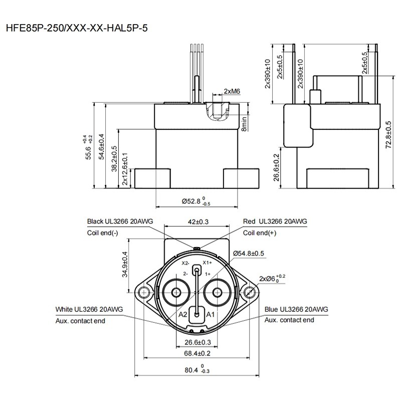 HFE85P-250 HONGFA High Voltage DC Contactor 1000V 250A