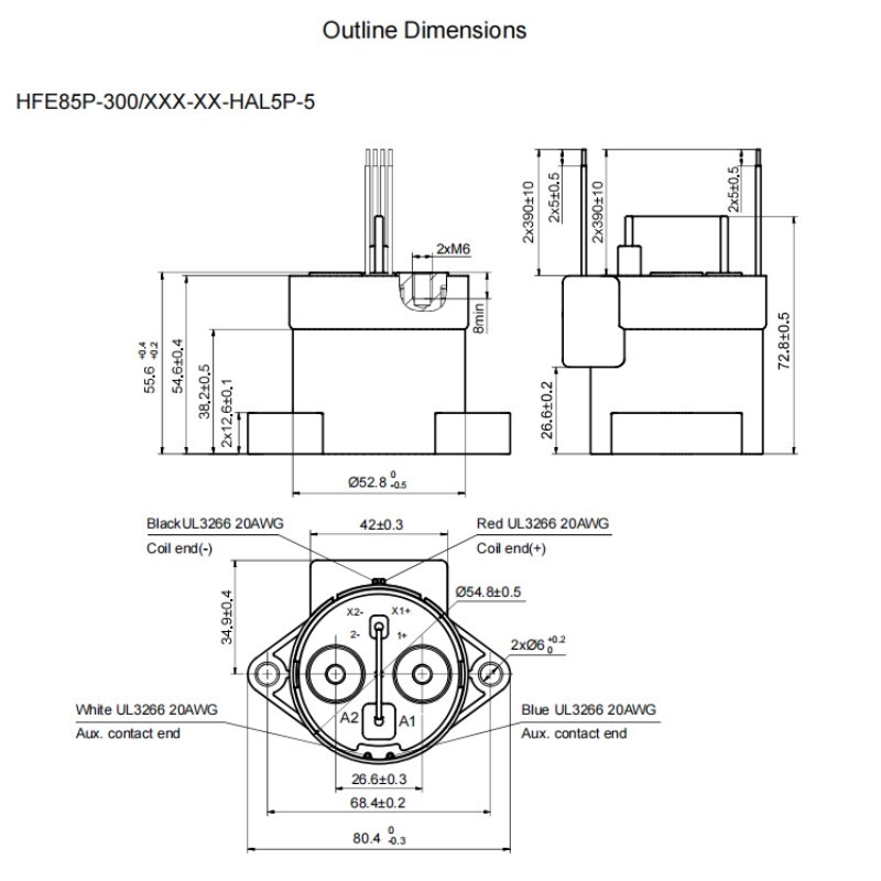 HFE85P-300 HONGFA High Voltage DC Contactor 1000V 300A