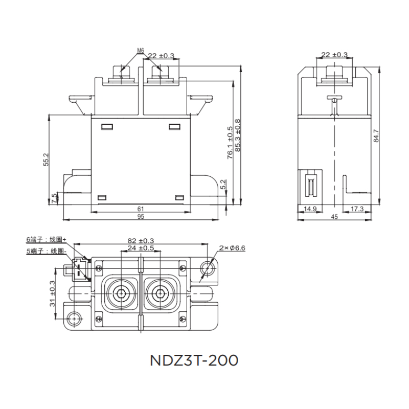 NDZ3T-10 High voltage DC Contactor Coil voltage DC12V DC24V 48V