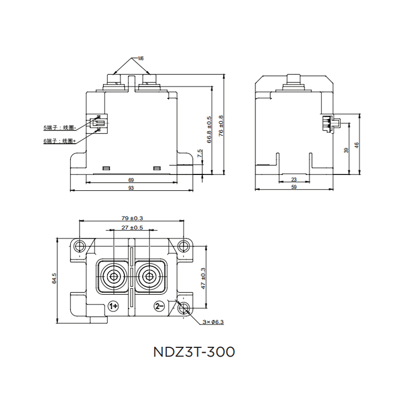 NDZ3T-10 High voltage DC Contactor Coil voltage DC12V DC24V 48V