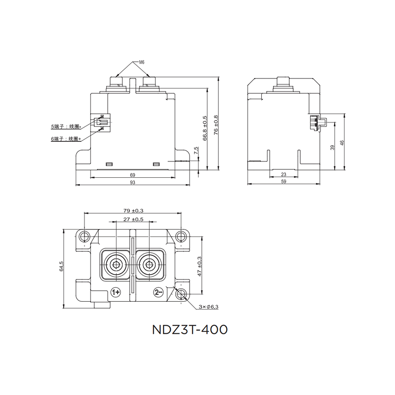 NDZ3T-10 High voltage DC Contactor Coil voltage DC12V DC24V 48V
