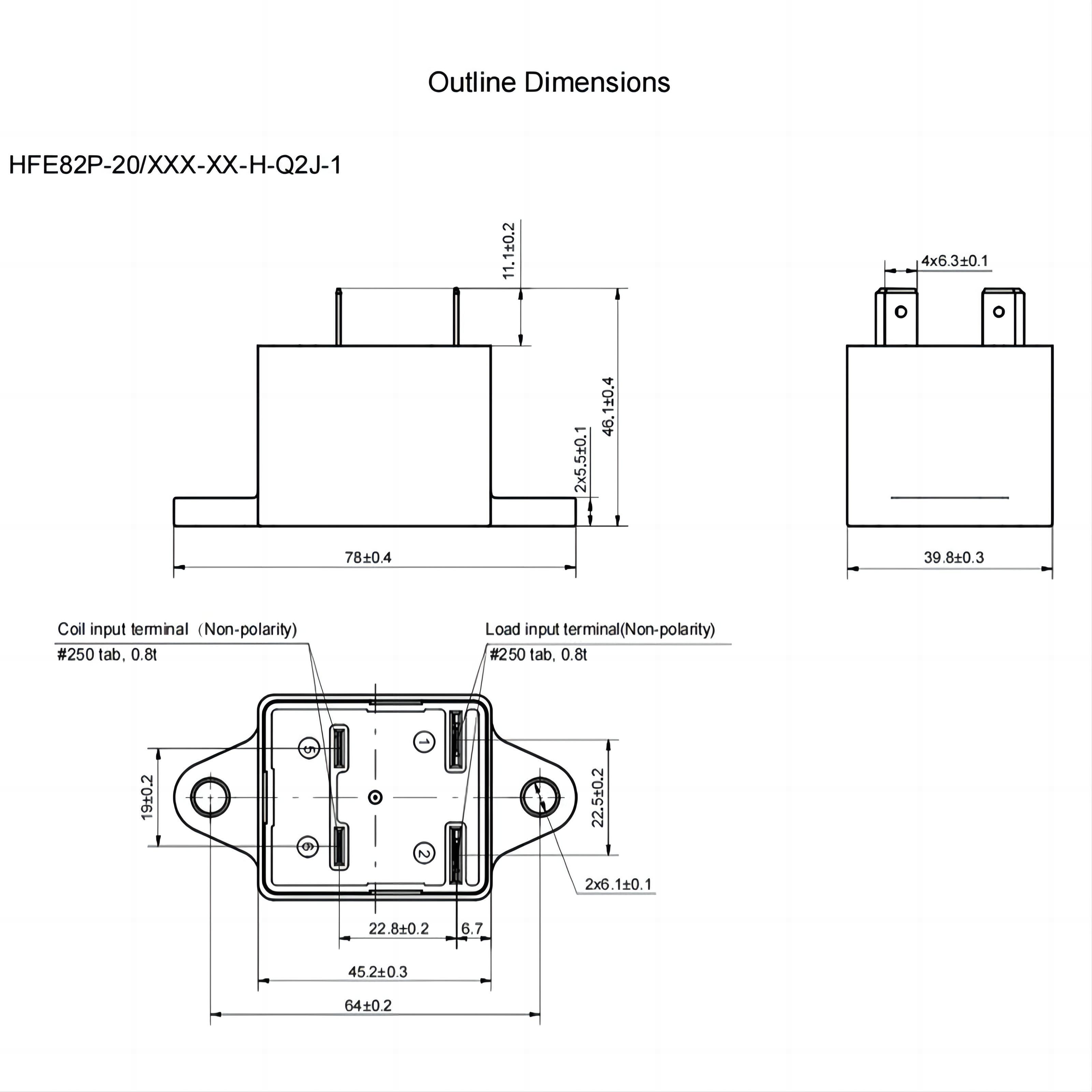 HFE82P-20 HONGFA High voltage DC Contactor 450V 750V 60A