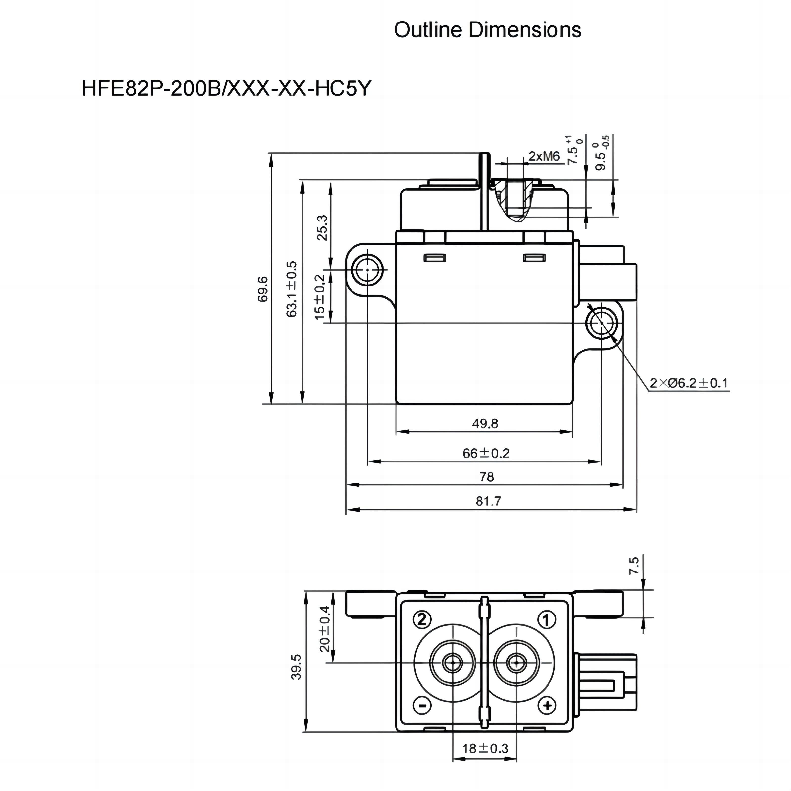 HFE82P-20 HONGFA High voltage DC Contactor 450V 750V 60A