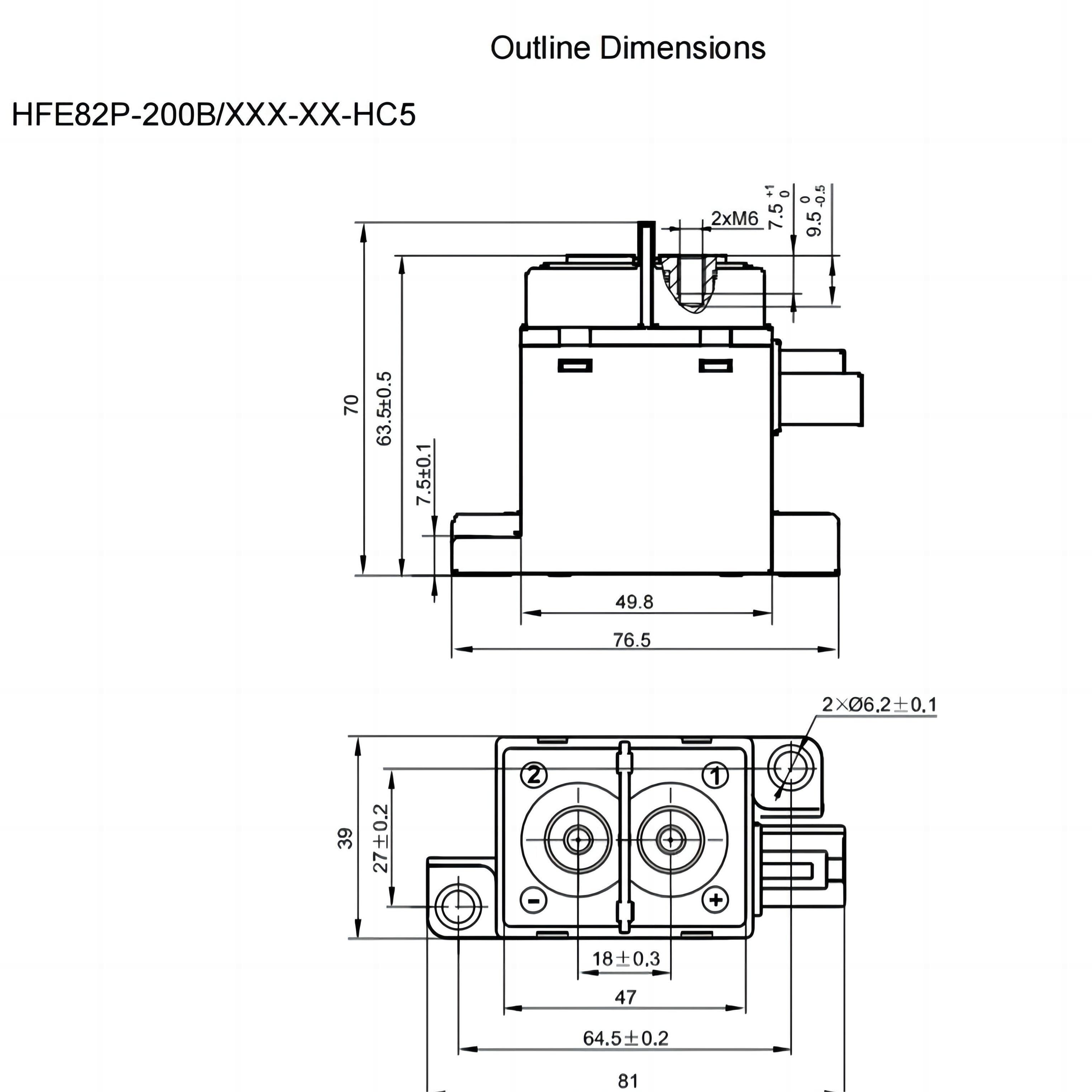 HFE82P-20 HONGFA High voltage DC Contactor 450V 750V 60A