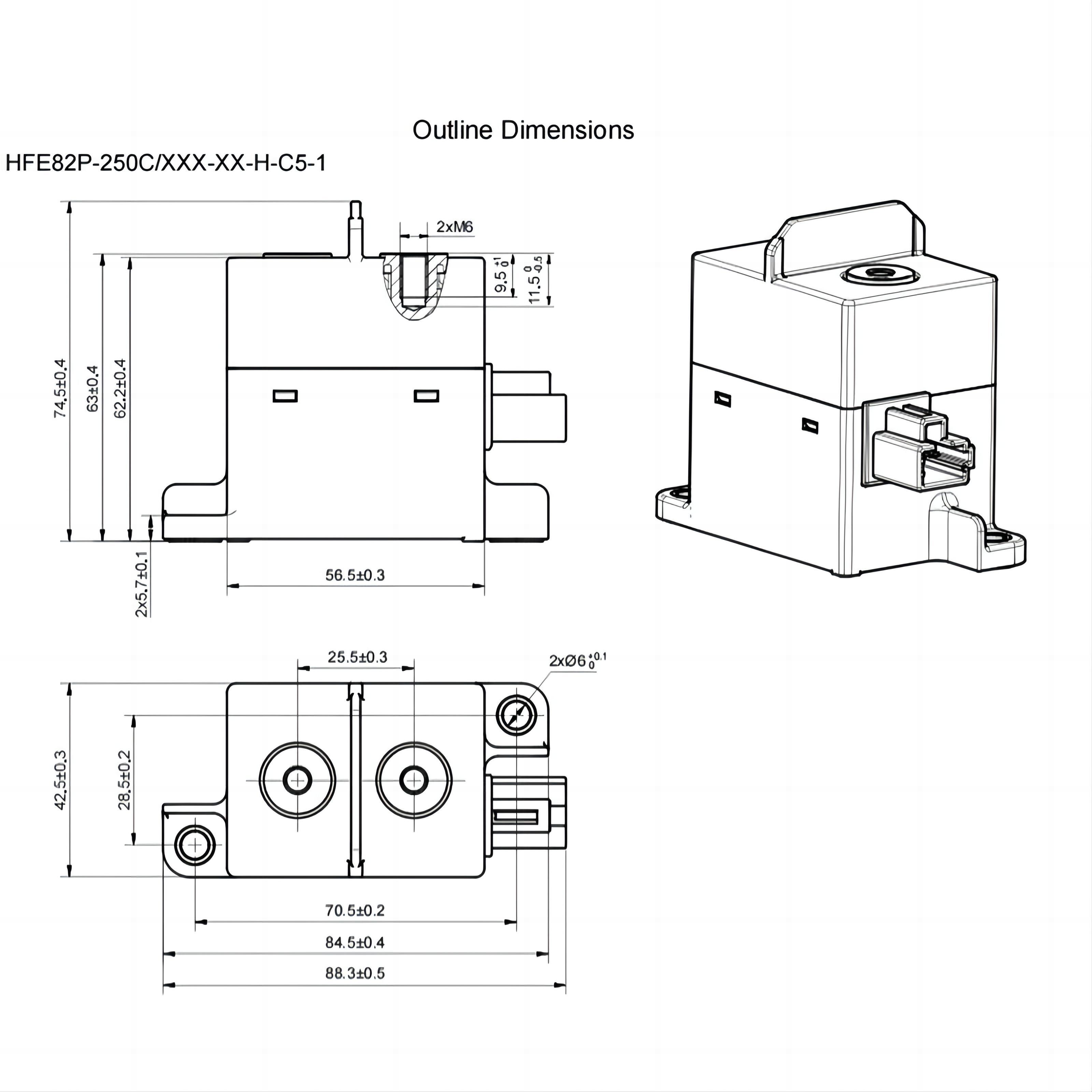HFE82P-20 HONGFA High voltage DC Contactor 450V 750V 60A