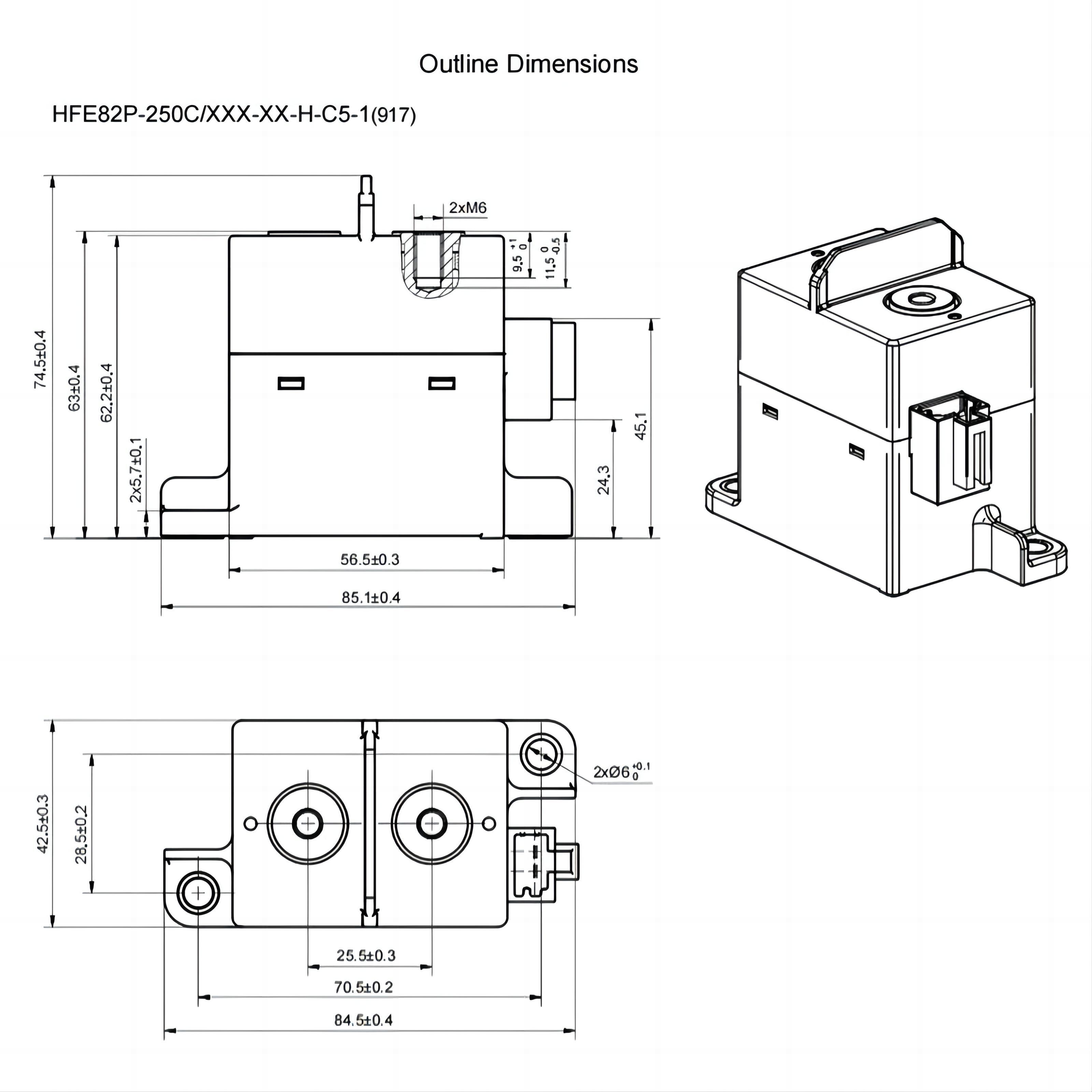 HFE82P-20 HONGFA High voltage DC Contactor 450V 750V 60A