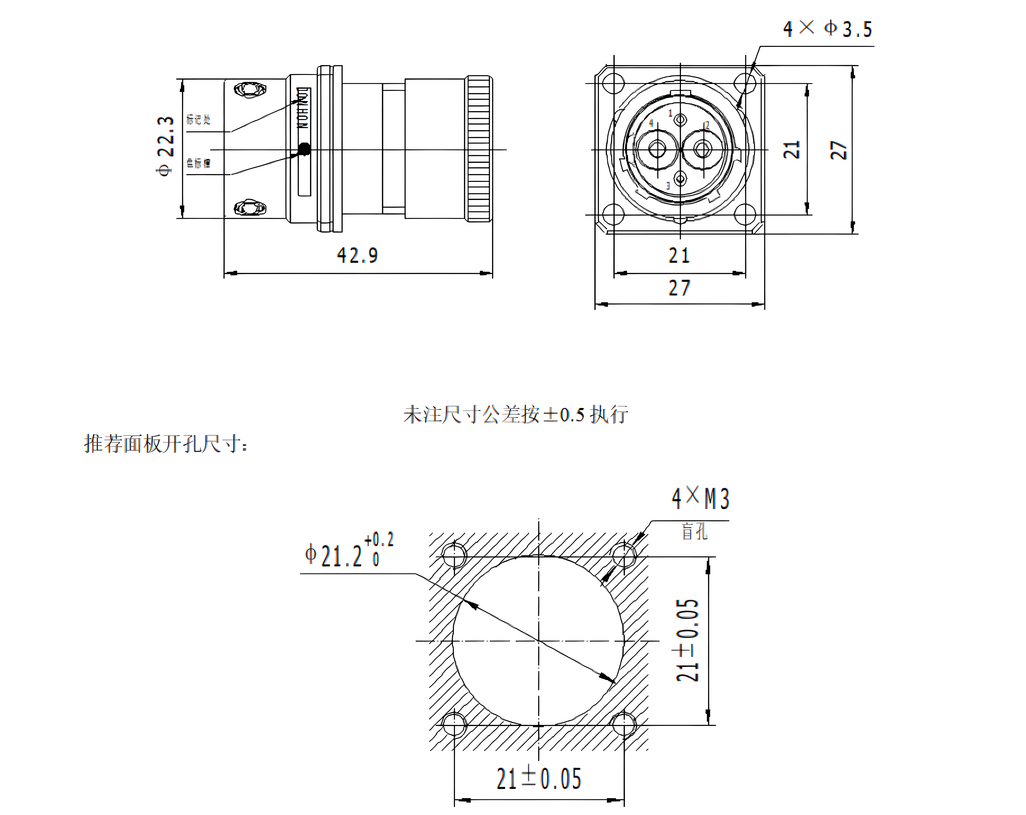 JONHON Metal Connector C10514N1-04-3-1 G001 Metal Connector