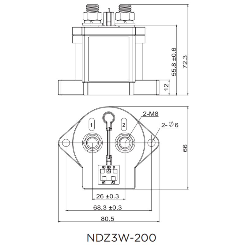 NDZ3W-150 High voltage DC Contactor Coil voltage DC12V DC24V 48V