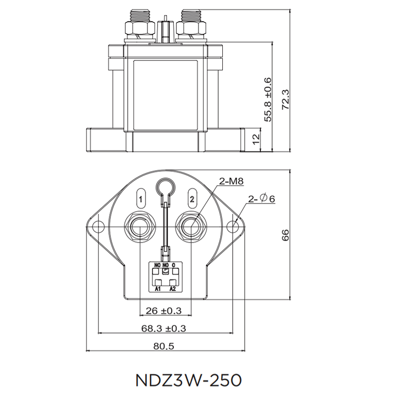 NDZ3W-150 High voltage DC Contactor Coil voltage DC12V DC24V 48V