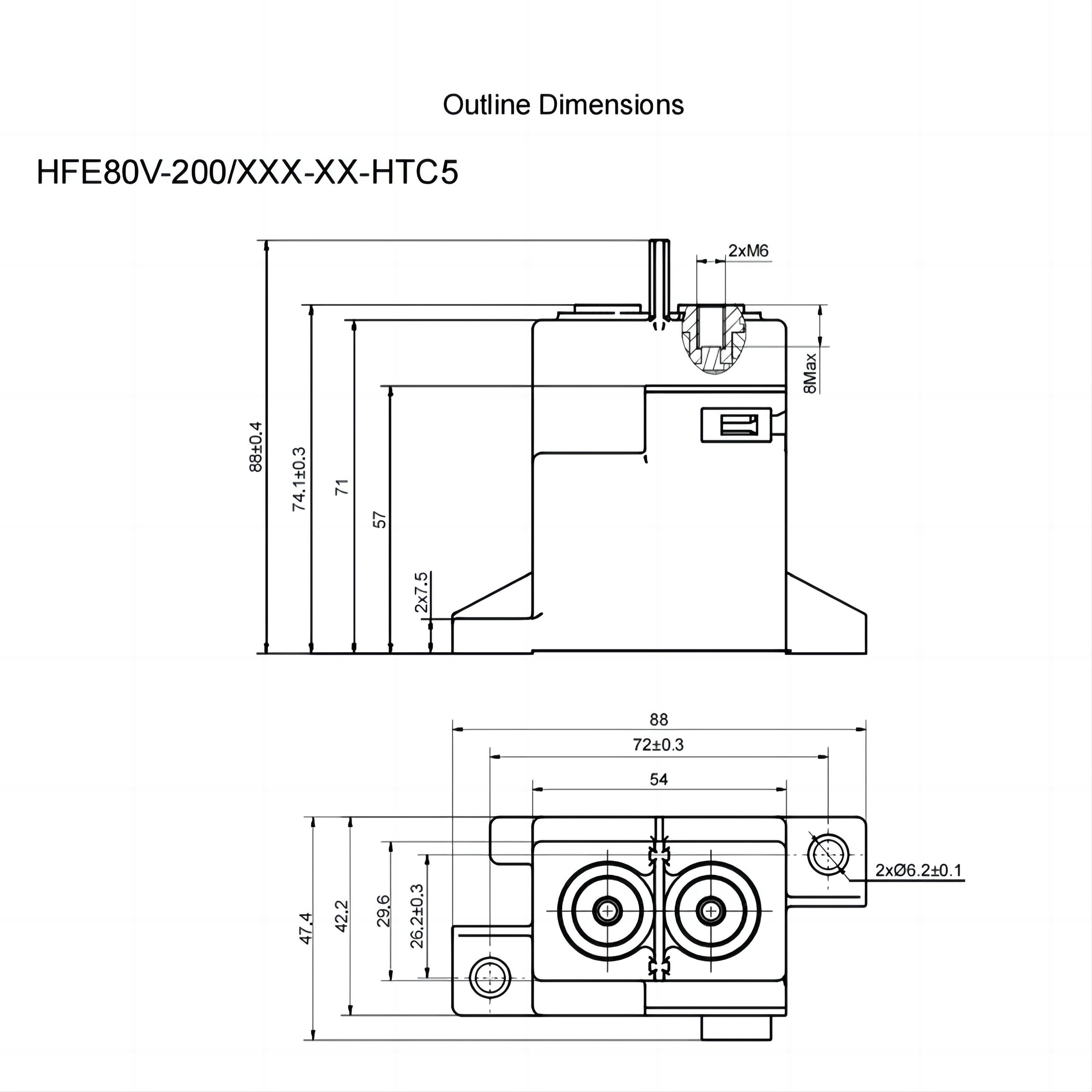 HFE80V-200 HONGFA High voltage DC Contactor 250V 200A