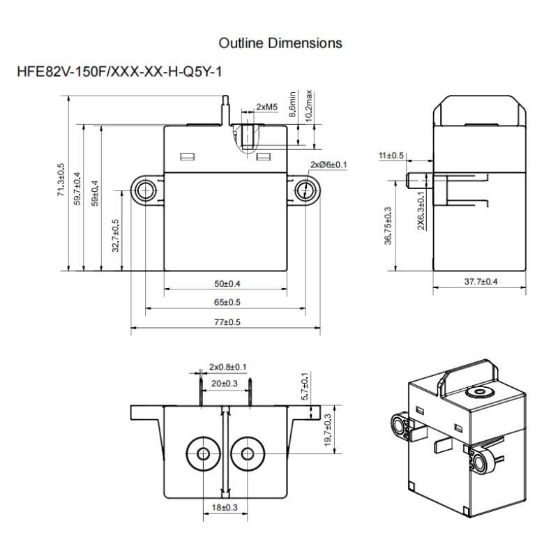 HFE82V-150F HONGFA High voltage DC Contactor 450V 750V 1000V 150A