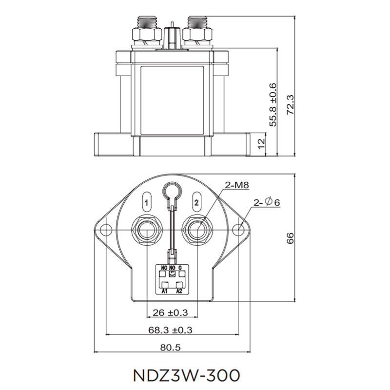 NDZ3W-300 High voltage DC Contactor Coil voltage DC12V DC24V