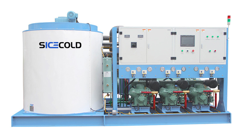Flake ice machine are widely used in Seafood processing flake ice machine, flake ice
