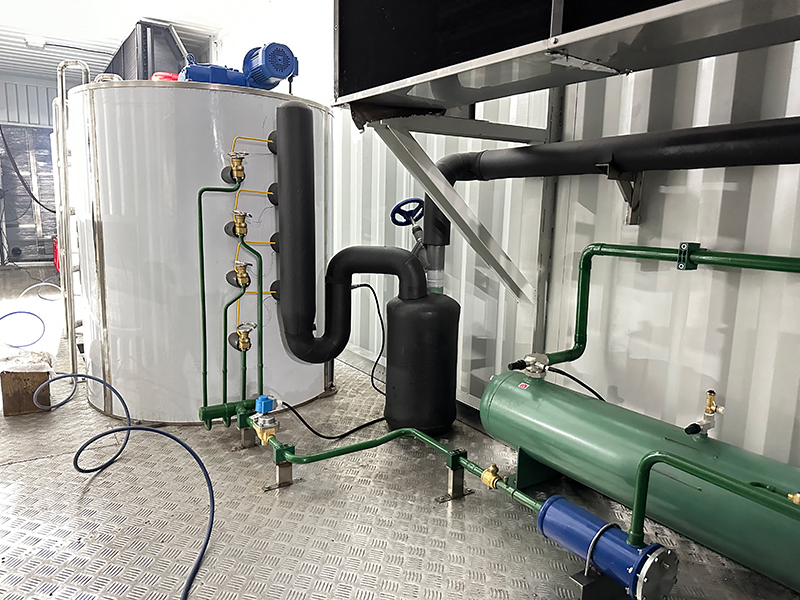 Fishing Harbor. Containerized flake ice plan with Auto Storage Silo & Delivery system 