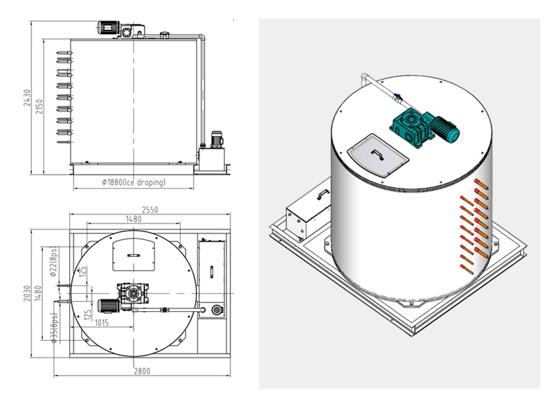 SICECOLD Flake Ice Evaporator Automatic 5 Ton High Reliable 20years Lifespan Flake Ice Machine Evaporator for Seafood  