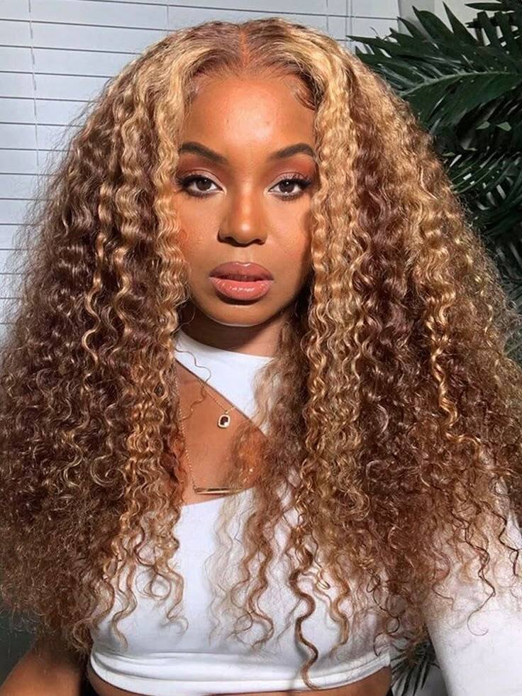 6x6 HD Highlight Blonde Kinky Curly Wig