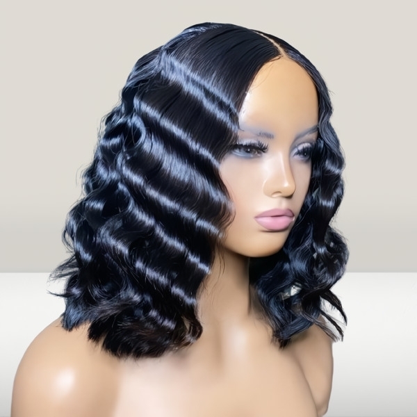 Carina PartingMax Glueless 13x6 HD Lace Frontal Wigs Short Bob Deep Wave Glueless HD Lace Wigs - 14 inch / 250%