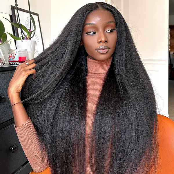 Carina Kinky Straight 5x5 HD lace Closure wigs Glueless Human Hair Wigs - 32 inch / 250%