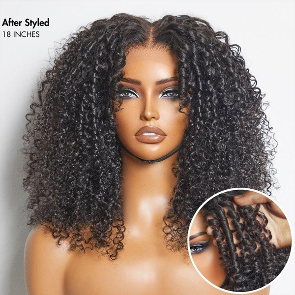 Carina Trendy Short Fluffy Bouncy Curly HD Lace Glueless 13X6 HD Lace Full Frontal wigs 100% Human Hair - 30 inch / 250%
