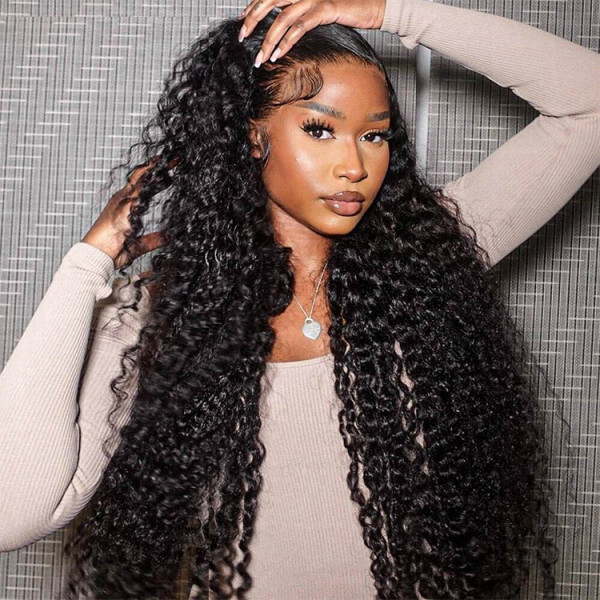 Carina Water Wave Glueless 5x5 HD Lace Closure Wigs Glueless HD Lace 250% Thick Full Human Hair Wigs - 32 inch / 250%
