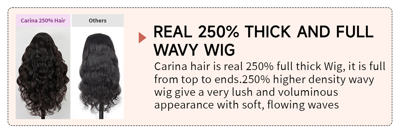 Carina Human Hair 13x4 HD Lace Frontal Wig Loose Deep Wave 250% Density Glueless HD Full Frontal Wigs