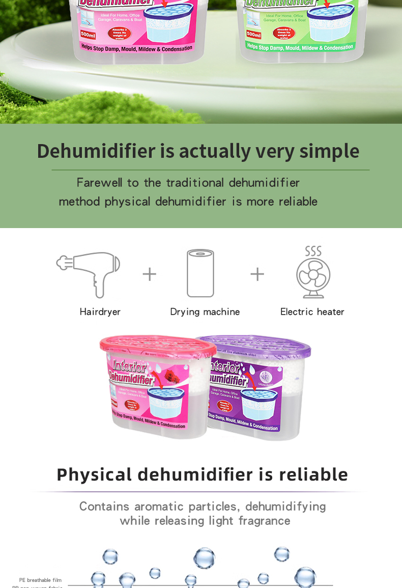 500ml scented dehumidifier interior moisture absorber home desiccant dehumidifiers box  