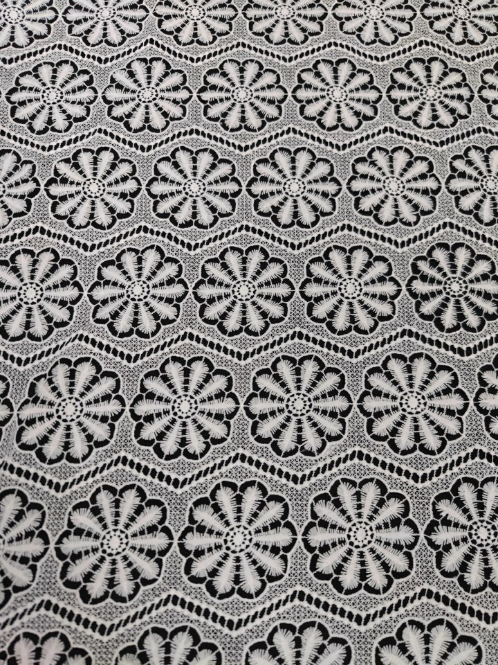 White Flower Pattern Chemical Embroidery  Fabric for bridal dress HKS11276  