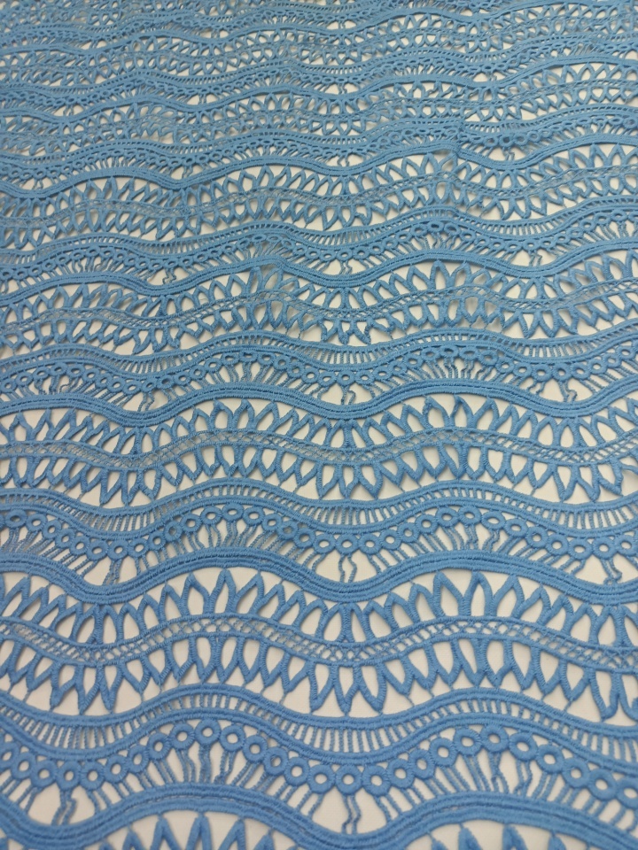 New Trending Fashion Fabric Geometric Pattern bule Chemical Embroidery HKS9939---W001  