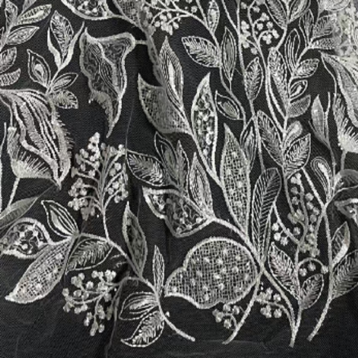  New Styles Floral and Leaf  Pattern Plain Embroidery Fabrics HM2272  bridal dress fabric,sequins emboidery