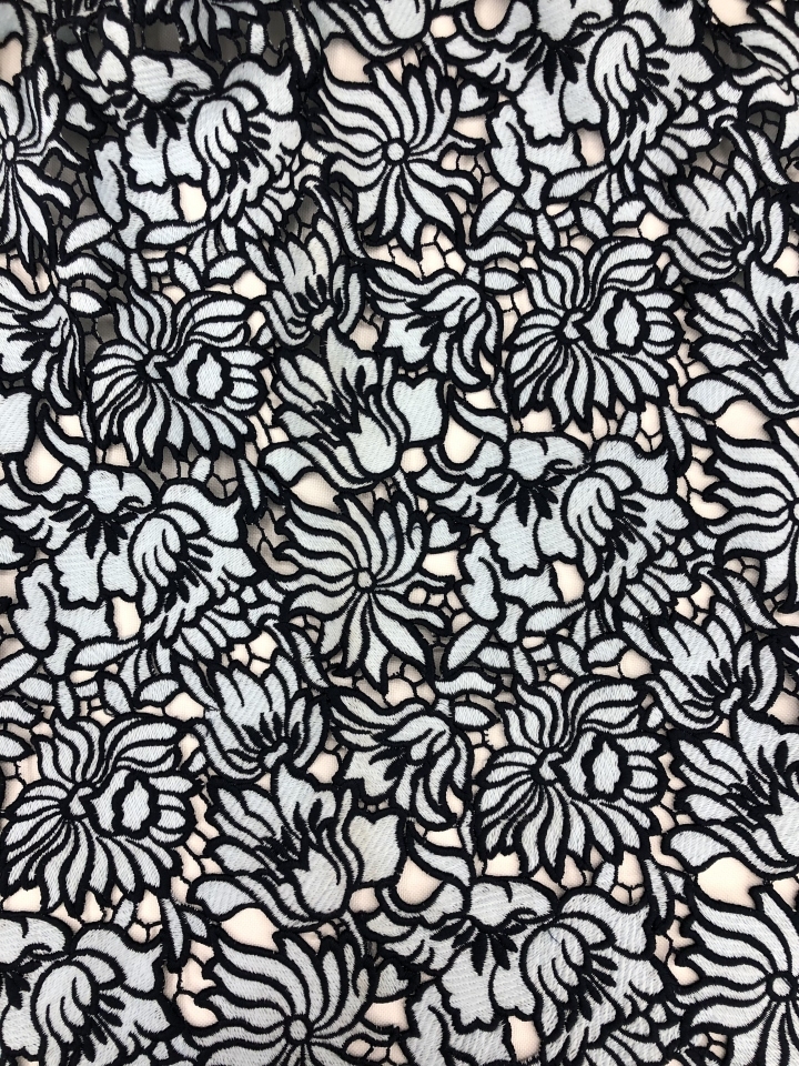 Popular Blue Heavy Flowers Pattern Milk Silk Thread Chemical Embroidery Fabric HKS6472  textile company,embroidery,chemical lace