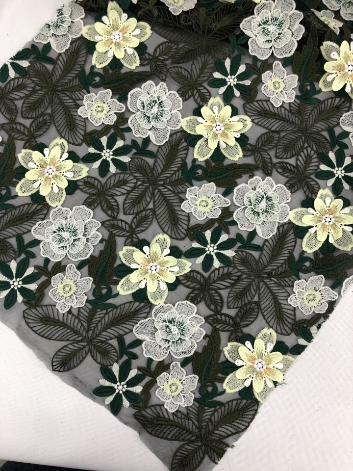 Multi-colored embroidery fabric for dress  