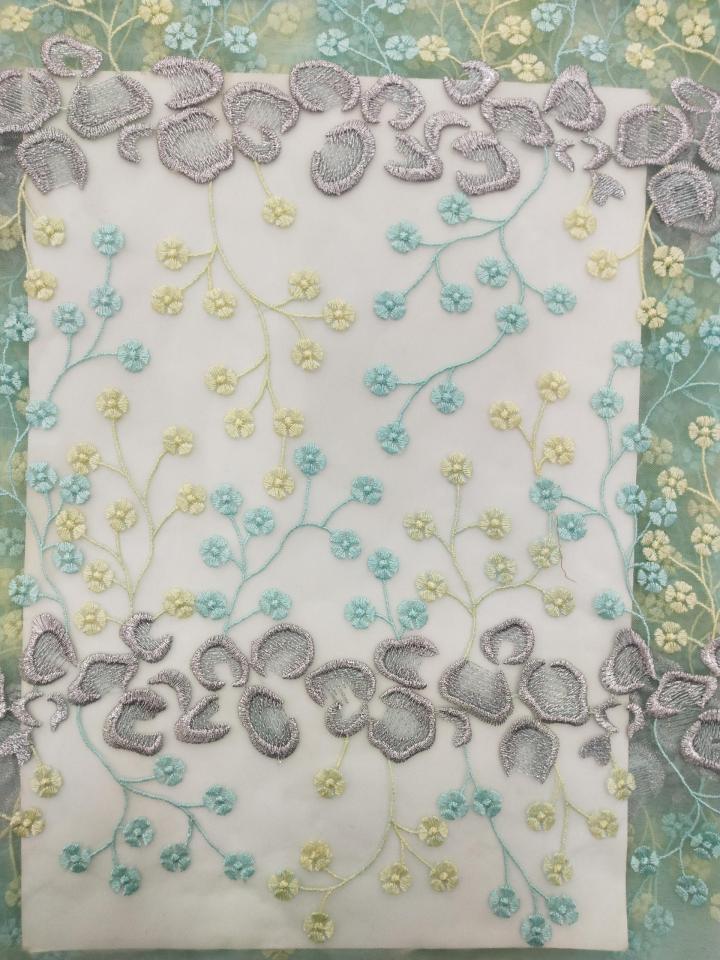 Colourful Flower Patttern  Plain Embroidery HKP11030---M201  