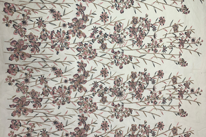 Colourful flowers and plants pattern plain Embroidery HKP9390-R401  