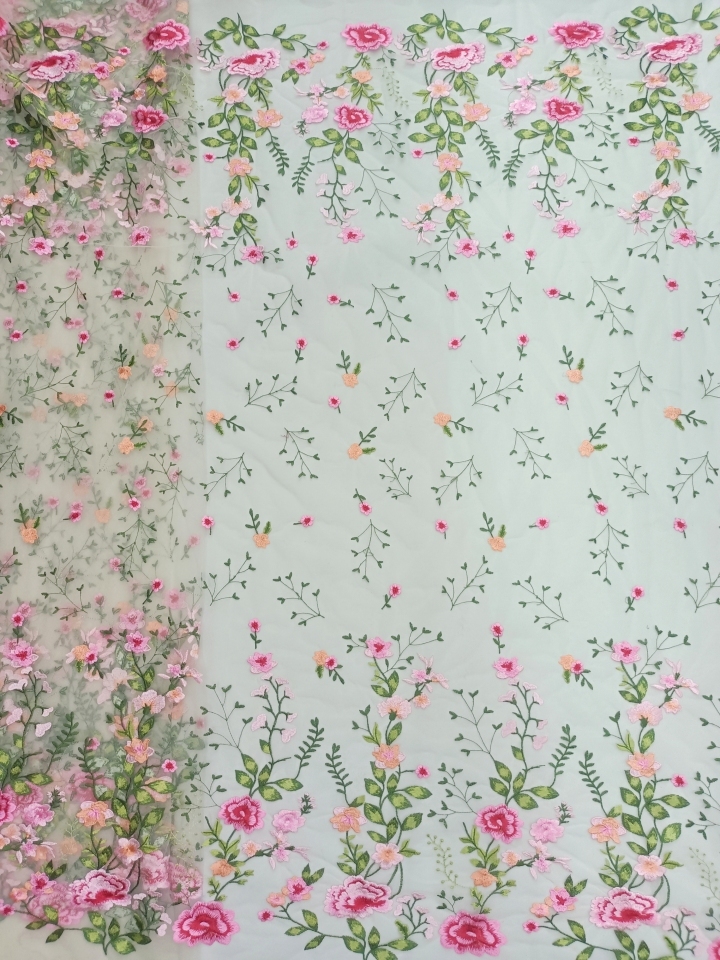 Colourful Flowers and Plants Pattern Fabric For Dress Plain Embroidery H070B-02  