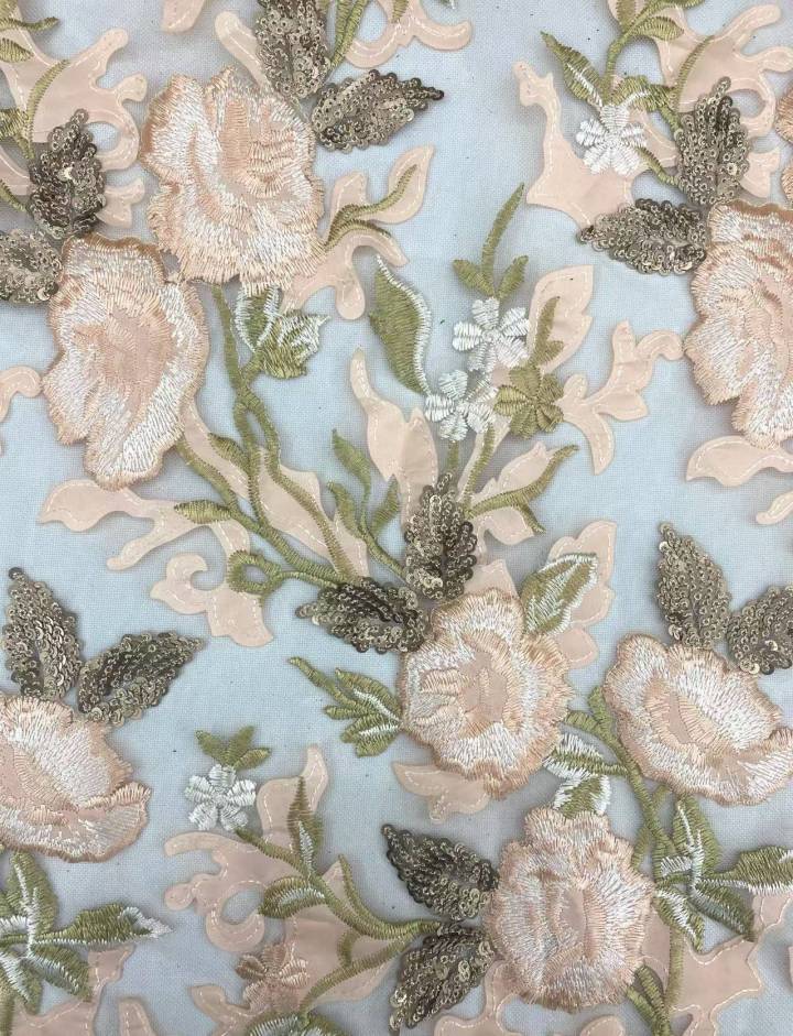 Designable Flower Pattern Sparkle and Matte Sequins Embroidery  HKZ8558---R404  