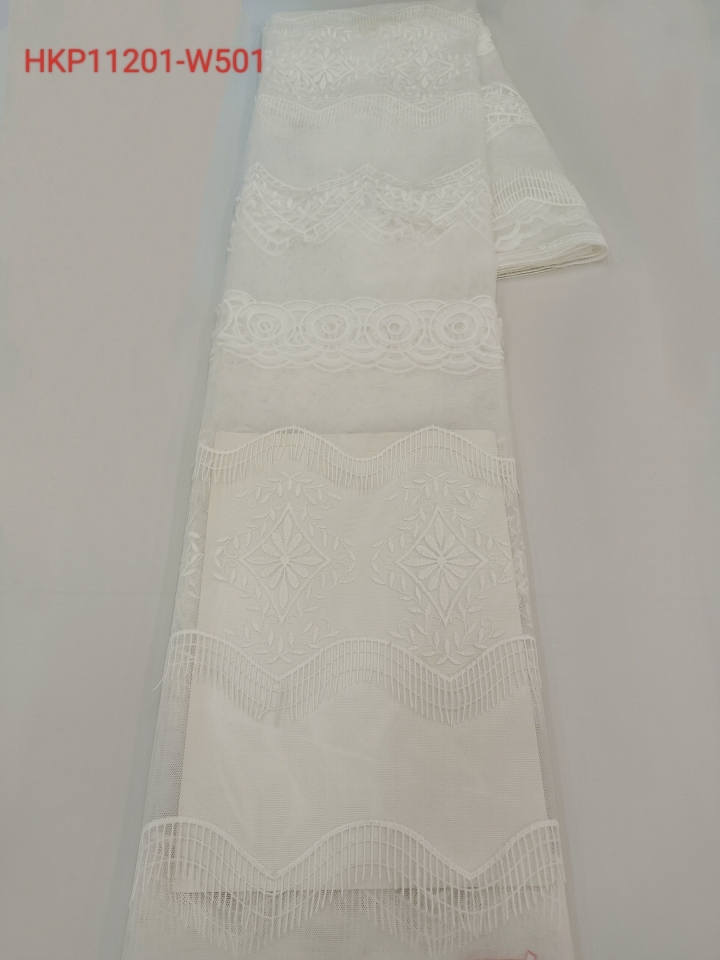 Simplicity White 3D Flower Plain Embroidery  HKP11201---W501  