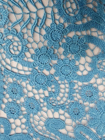 Funky Blue Flower Pattern Hollow out Chemical Embroidery HKS5065-W001  