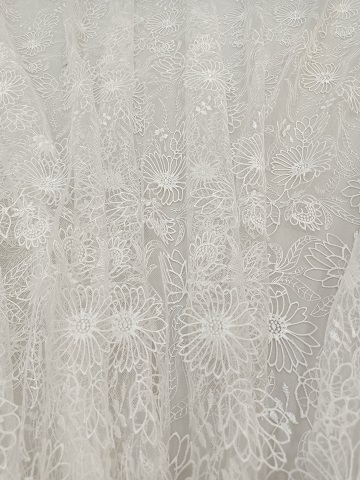 Classic Styles White Flower Pattern Plain Embroidery Fabric for Women Dress  HY4097  Embroidery fabric,wedding dress,textile factory