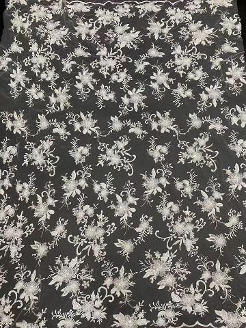 2024 New Styles Flower and Leaf Pattern Sequins Embroidery Fabric with beads for Bridal  dress ST05  embroidery fabric,fashion fabric,textile company